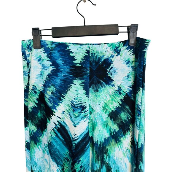 Ariella Medium Geometric Print Wide-Leg Pants - Teal, Aqua, Black, Navy & Green - Picture 8 of 9